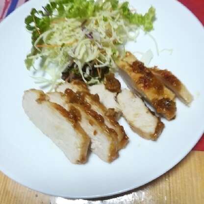 胸肉で作りました。
味噌味、新鮮でした！